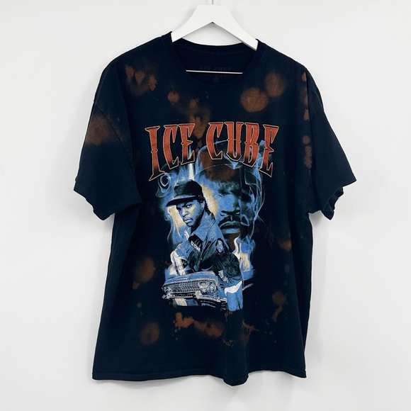 Ice Cube Black Bleach Washed Short Sleeve Shirt Size 3XL Streetwear - Picture 4 of 5